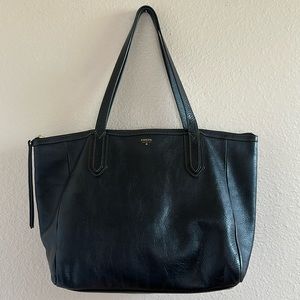 Fossil Sydney Black Leather Tote